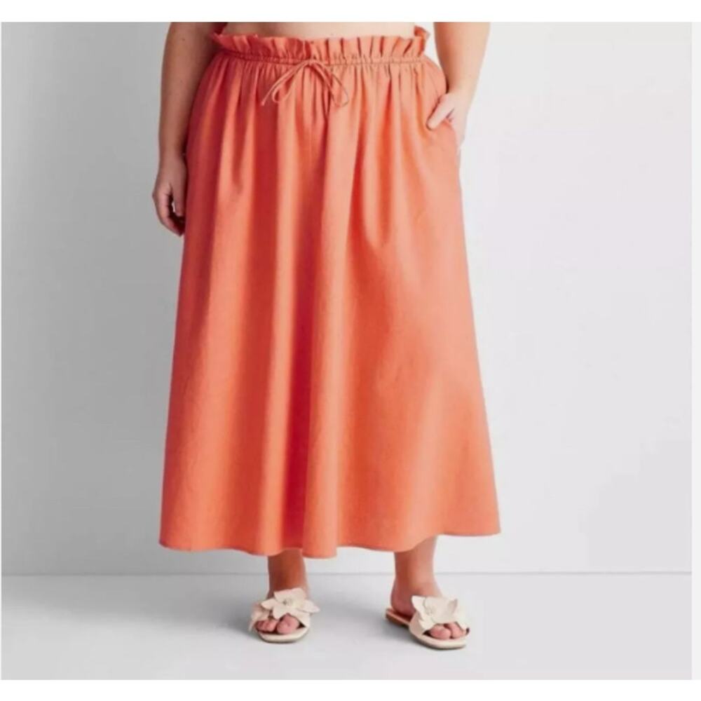 Linen Tie-Front Maxi Skirt Coral XL - Future Collective Jenny K. Lopez